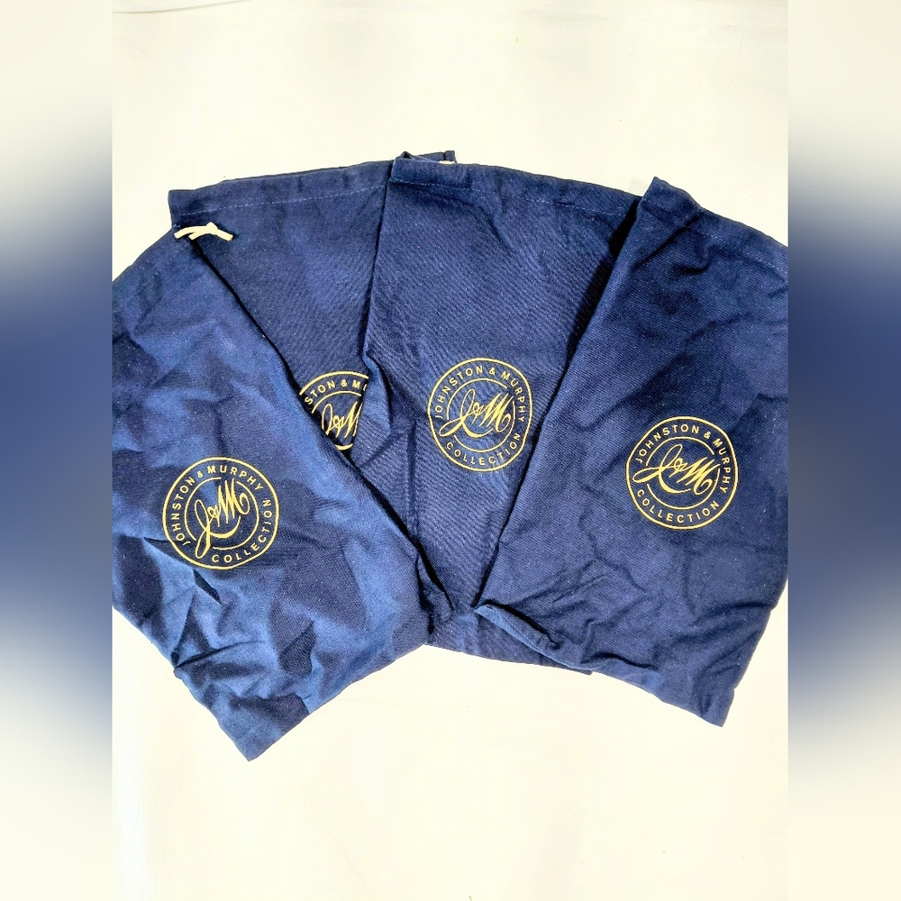 Johnston & Murphy Navy Blue Dust Cover Cotton Drawstring Pouch Bag